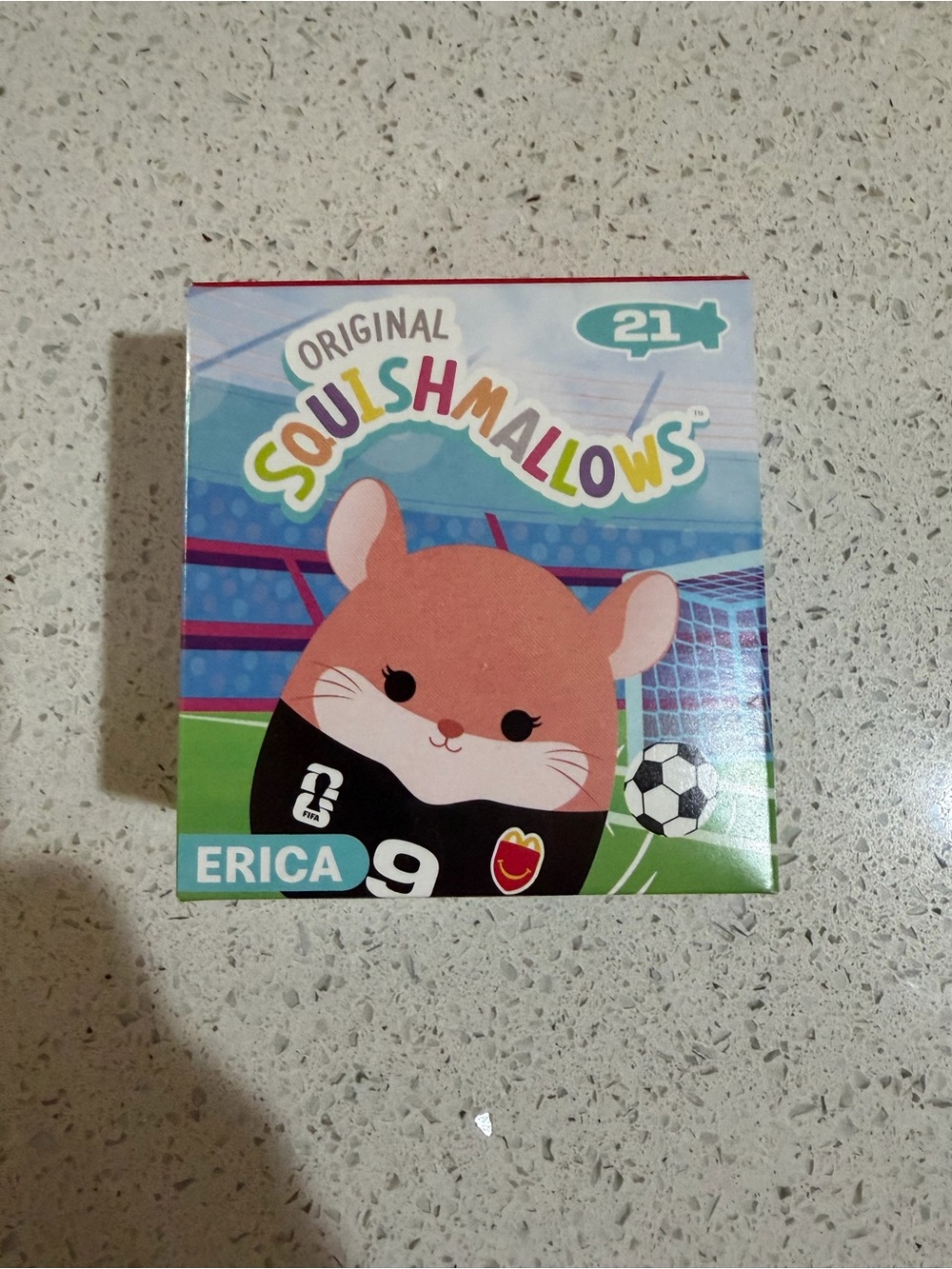 Squishmallows Erica Soccer Hamster Plush - Orange Pink & Teal Box